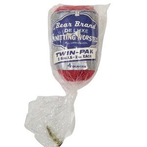 VTG Red Wool Yarn Rare Bear Brand